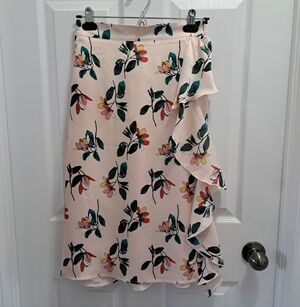 Ted Baker Floral Skirt Pink Women's Size XS Ruffle Lined Feminine Pretty NWT